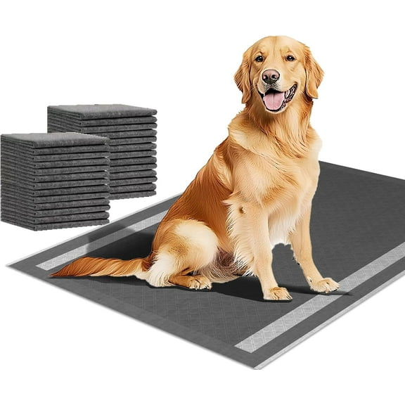 Dog Pee Pads 50 Count, 28'' x 34'' Charcoal Odor-Control Puppy Pads with Leak-Proof Quick-Dry Design, Pet Training Pads for Potty Training Strong Absorbency