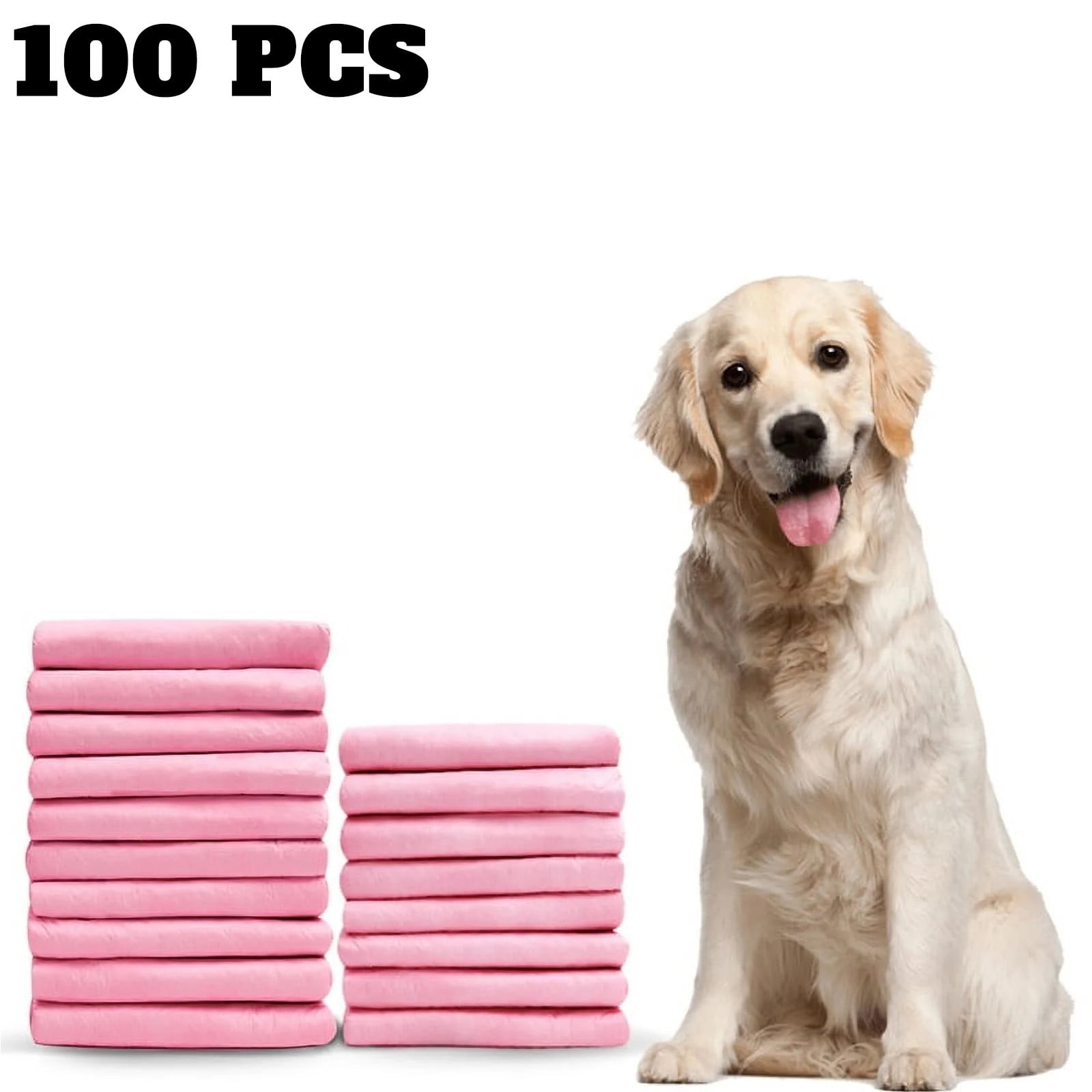 Dog Pee Pads Extra Large Super Absorbent Pet Training Pads with Adhesive Tabs,6 Layers Thick Leak-Proof Potty Pads for Dogs and Puppies(13*17.7Inch,Pink(100PCS))