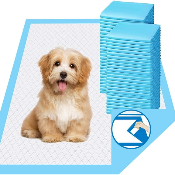 Dog Pee Pads for Dogs Large Blue Puppy Pads Pet Disposable Training Pads 24”X 18” Leak-Proof Quick-Dry Design for Dogs (24"X18")