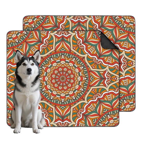 Dog Pee Pads for Indoor Training, 35" x41" Washable Mandala, Highly Absorbent Material, Non-Slip Backing Prevents Movement During Use.