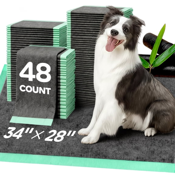 Pawtasy 34"x28" Extra Large Dog Pee Pads 48 Count Super Absorbent Potty Pads for Puppy Training, Leak-Proof & Charcoal Odor Control, Quick-Dry Disposable Pads Floor Protection