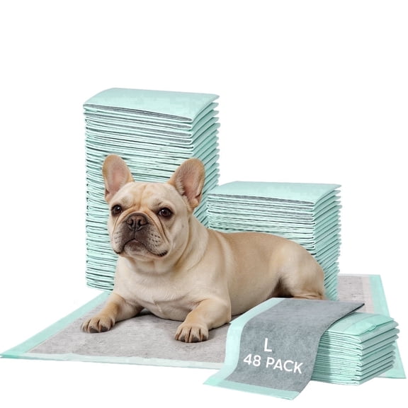 Pawtasy Puppy Pads Large, Disposable Pee Pads for Dog Training, Leak-Proof, 6-Layer Super Absorbent, Charcoal Odor Control, 22" x 22", 48 Count