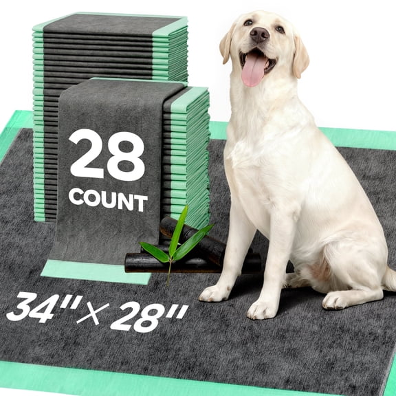 Pawtasy 34"x28" Extra Large Dog Pee Pads Charcoal Odor Control, Leak-Proof, Quick-Dry, Super Absorbent Disposable Puppy Pads for Training & Senior Dogs
