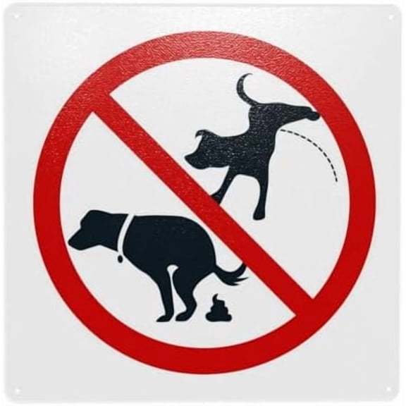 No Dog Peeing or Pooping Warning Sign, No Dog Poop Metal Signs for Home Business Outdoor Indoor Road Yard Garage Street Wall Caution Custom Decor 12 x 12 Inch