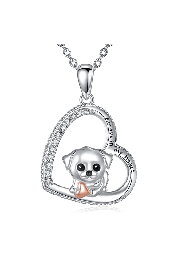 Dog Pendant Necklace For Women S925 Sterling Silver Heart Cute Animal Necklace Jewelry For Women Dog Lovers