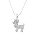 thumbnail image 1 of Dog Pendant Necklace Rhinestone Crystal Rhodium Plated 17 Inch Snake Chain J0858-CR, 1 of 3