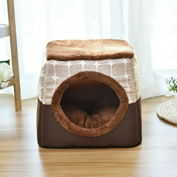 Dog Pet Cat Bed House Portable Warm Kennel Igloo/Cave Nest Pad Cushion Washable