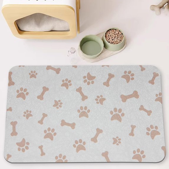 Dog Pet Food Mat - Dog Mat for Food and Water - Dog Water Bowl Mat for Messy Drinker - Absorbent Non-Slip Pet Mat - Pet Supplies Mat, 16.9"x24" Beige