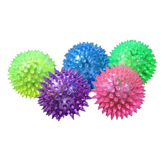 Dog Pet Hedgehog Rubber Sound Toy, Sensory Light Up Bouncy Balls, Spiky Stress Ball, Clean Teeth Toy