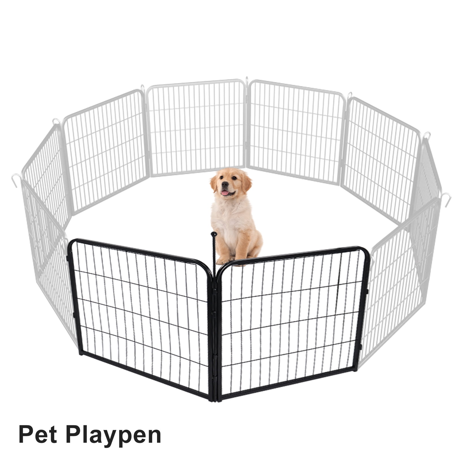 Dog Pet Playpen Foldable Metal Fence Barrier, 25.6"H,2 Panels Indoor Puppy Playpen for Room,Yard