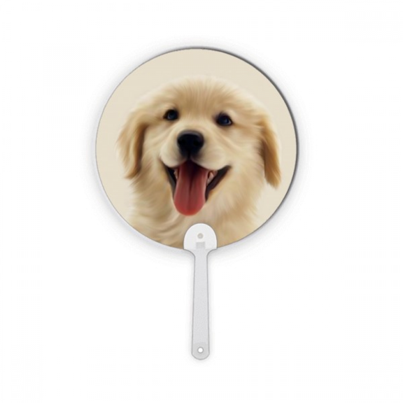 Dog Pet Tongue Hair Ears Art Deco Fashion Plastic Round Handheld Fan Decorations Craft