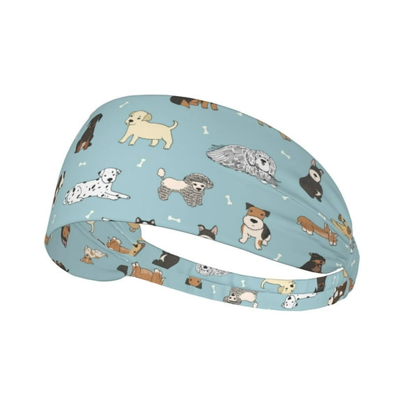 Dog Pets Headbands for Women Men, Workout Elastic Sweat Band for Yoga Running Cycling Gym Exercise Non Slip Head Bands for Women's Hair