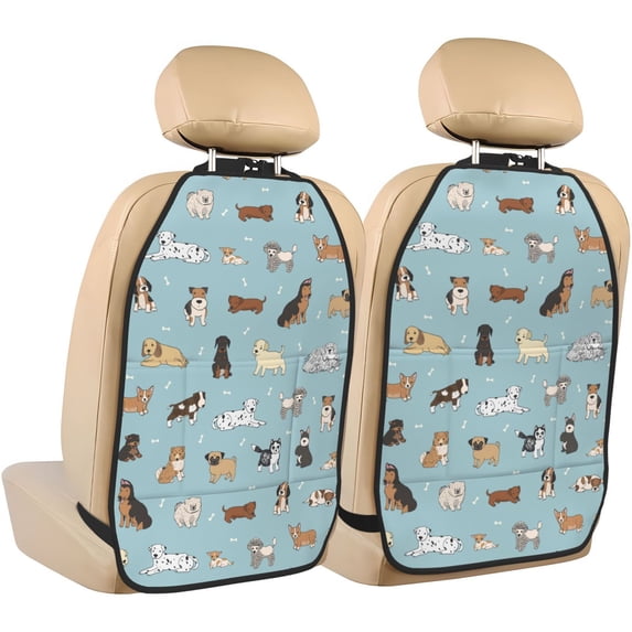 Dog Pets Mats Back Seat Protectors, Car Seat Protector Vehicle Organizers Waterproof Cover Back Seat Cover for Kids with 3 Storage Pockets 2 Pack