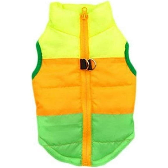 Dog Pets Warm Vest Jacket Coat For Cold Weather Cotton Padded Vest Winter Clothes Zipper Closure with Leash Ring