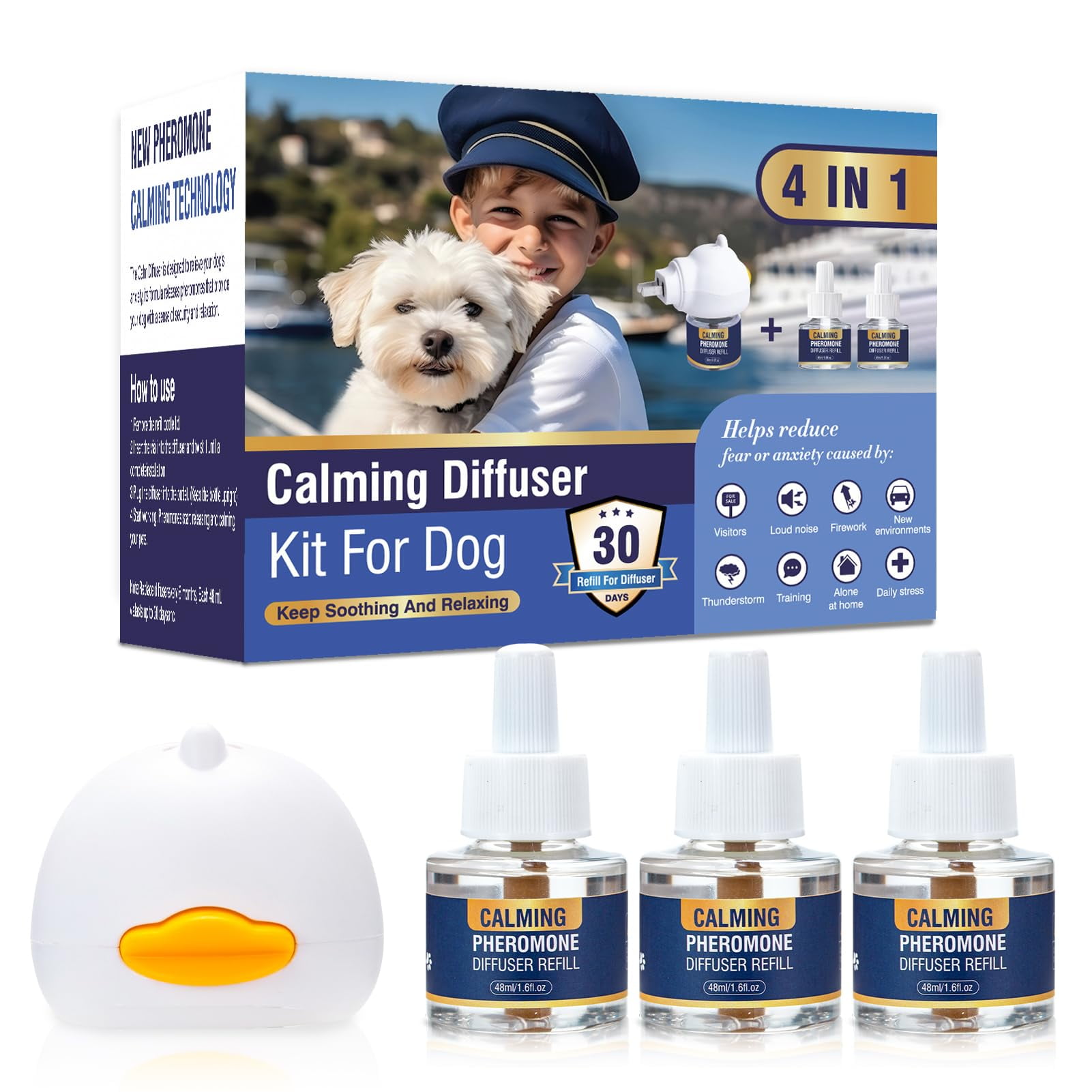 Dog Pheromone Calming Diffuser 4 In 1 Appeasing Pet Pheromones Diffuser ...