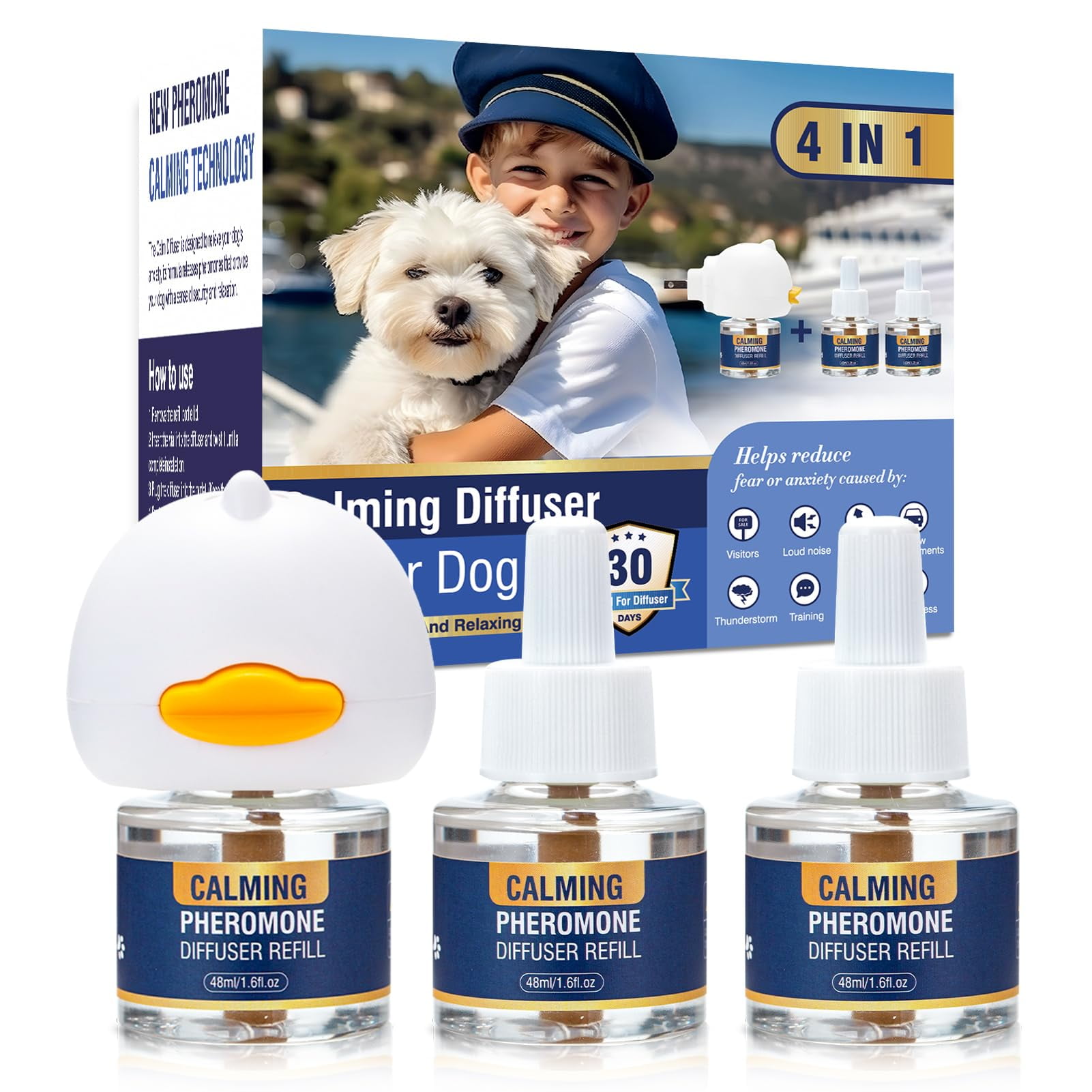 Dog Pheromone Calming Diffuser 4 In 1 Appeasing Pheromones Diffuser to ...