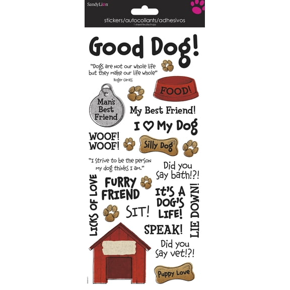 Dog Phrases Paper Craft 5.5" x 12 Sticker - Clear