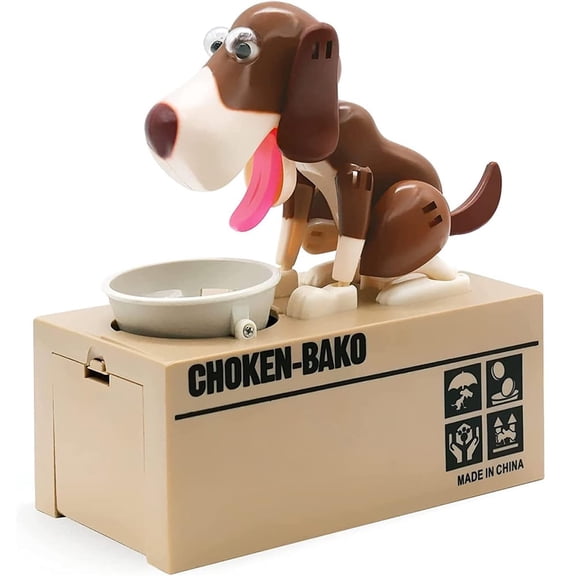 Dog Piggy Bank, My Dog Piggy Bank, Puppy Money Saving Box, Cute Automatic Stealing Coin Bank, Bank Money Saving Box Dog Shake Heads Tail Ears Rotating(Brown)