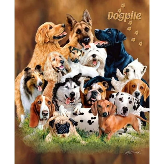 Dog Pile Signature Collection Queen Size Reversible Plush Blanket 79" x 95"