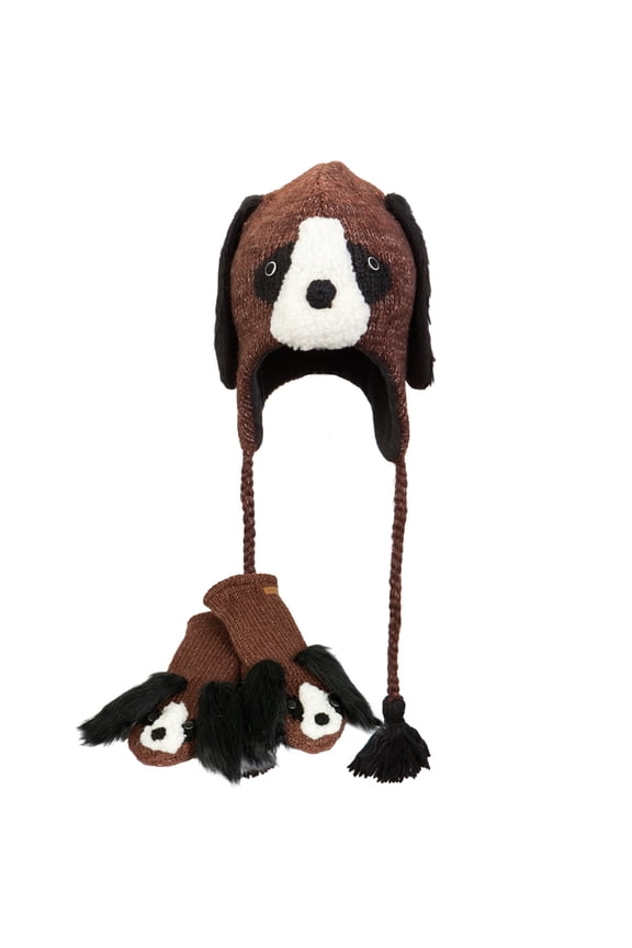 Dog Pilot Peruvian Knit Hat & Mittens Set