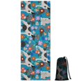 thumbnail image 1 of Dog with Pioneer Flower Hot Yoga Mat Towel Non Slip for Hot Yoga - Quick-Drying Yoga Mat Cover with 4 Corner Pockets with Travel Bag - Hot Yoga Towel Non Slip Grip Moisture Wicking Sweat 70"x26", 1 of 6