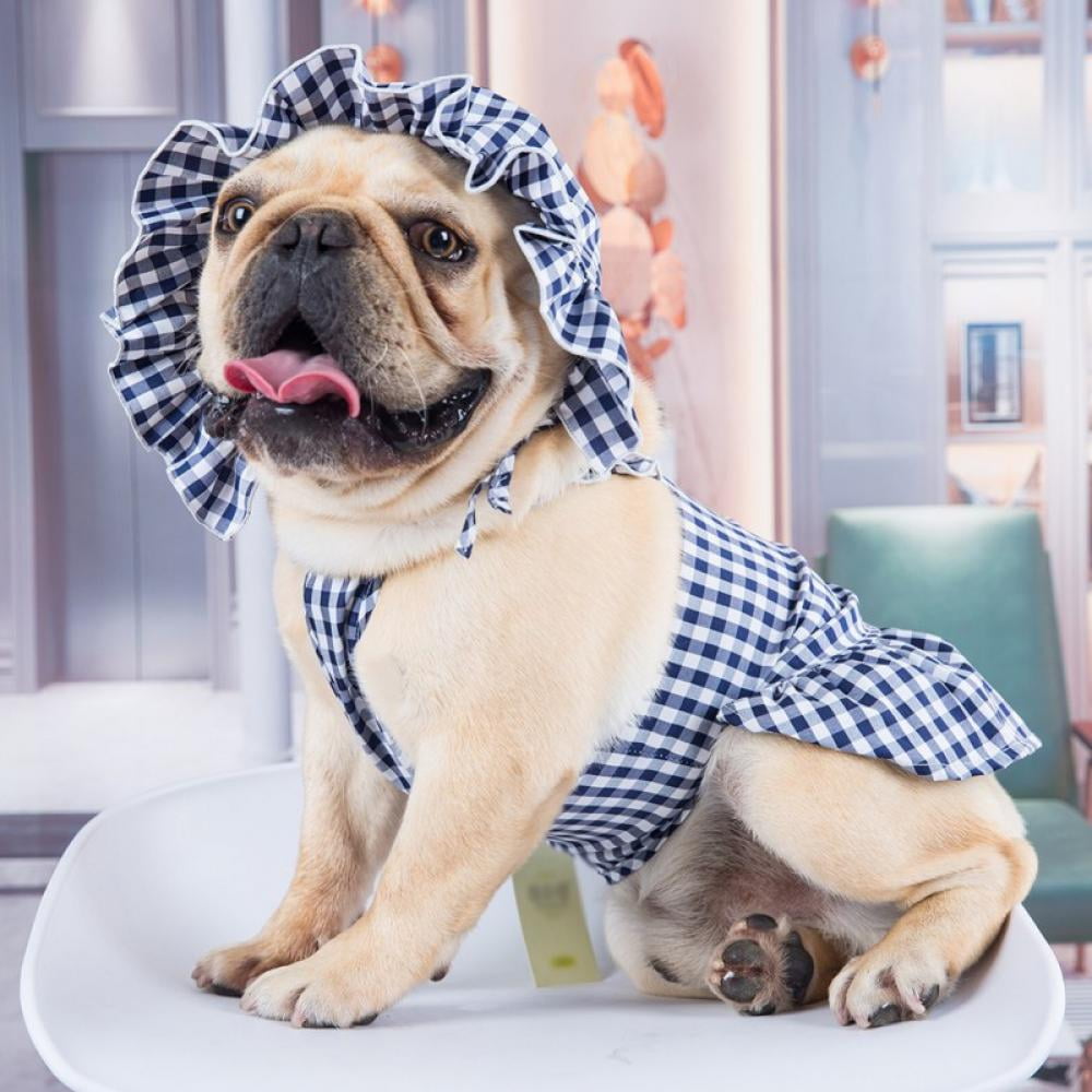 Dog Plaid Dress Spring and Summer Thin Clothes Dog Costume Clothing for Dogs and Cats Dresses with Hat for Dog Girls Walmart