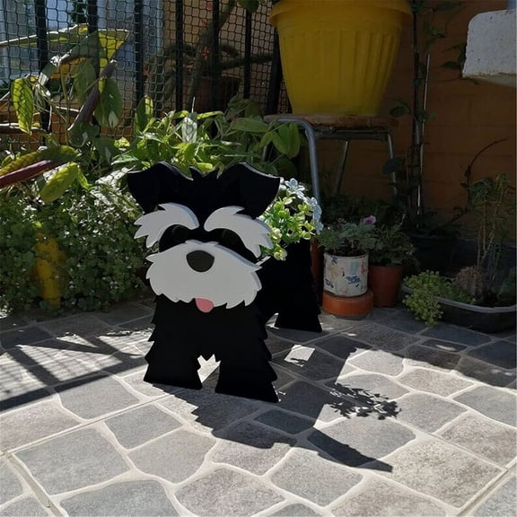 Dog Planter Plant Pot,Animal Flower Planter Pot for Garden Decoration,Storage Container Dog Planters,Handmade Planter for Garden Flower Cactus Office Home Decor Gift (Schnauzer Grey)