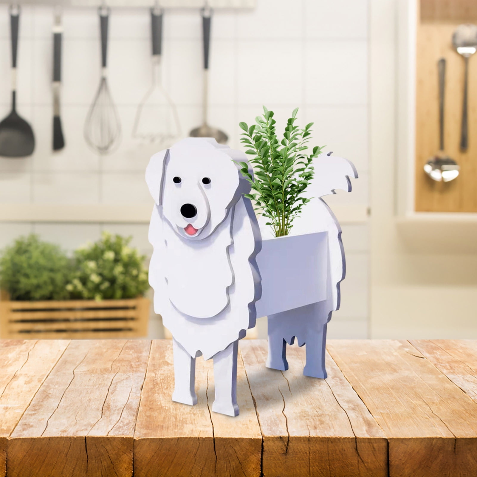 Dog Planters for Outdoor Plants,Wooden Dog Planter Plant Pot Dog Shape