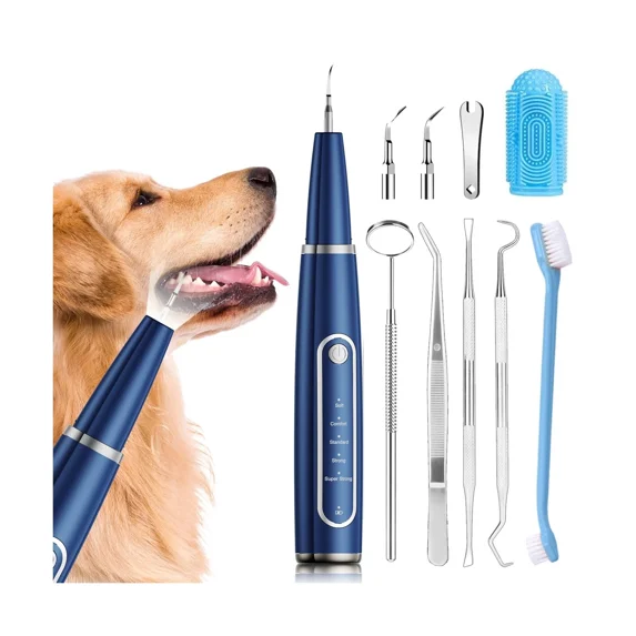 Dog Plaque Remover for Teeth,Pet Ultrasonic Tooth Cleaner,Teeth Cleaning Kit -Tartar Remover for Teeth Stains for Dogs and Cats (Blue)