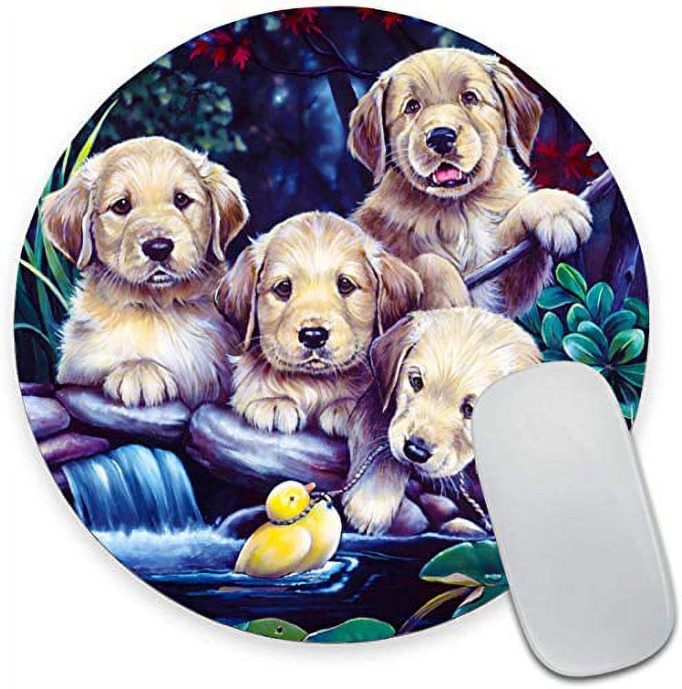 Dog Playing Toy Duck Round Mouse Pad,Beautiful Mouse Mat, Cute Mouse Pad with Design, Non-Slip Rubber Base Mousepad, Waterproof Office Mouse Pad, Small Size 7.9 x 0.12 Inch - image 1 of 7