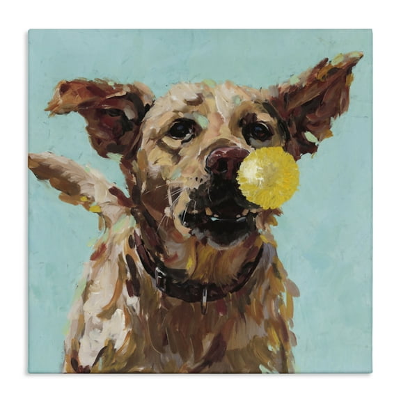 Dog Playing with Ball Canvas Wall Art, design by Studio Bautista