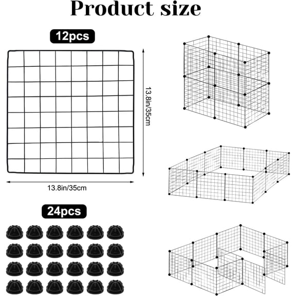 Dog Playpen 12 Panels, 43.7x43.7x13.8 Inches Adjustable Pet Pen for Medium/Small Dogs and Small Pets