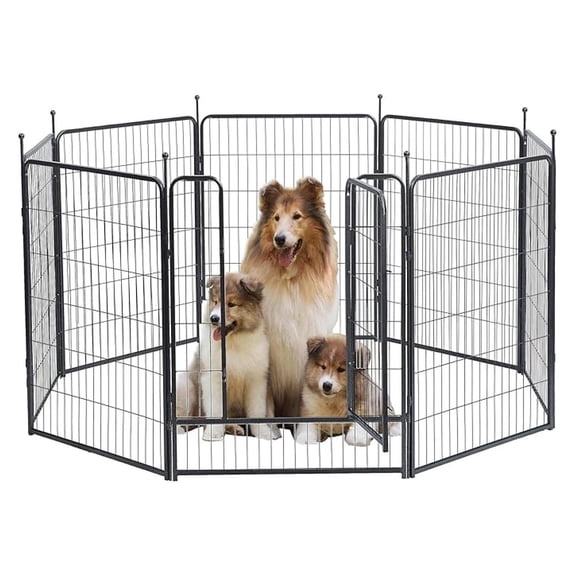 Dog Playpen,24/32/40 Inch Height in Heavy Duty,Folding Indoor Outdoor Dog Exercise Fence, Portable Pet Playpen with Door for Large Medium Dogs - Silver Gray (8 Panels, 40 inch)