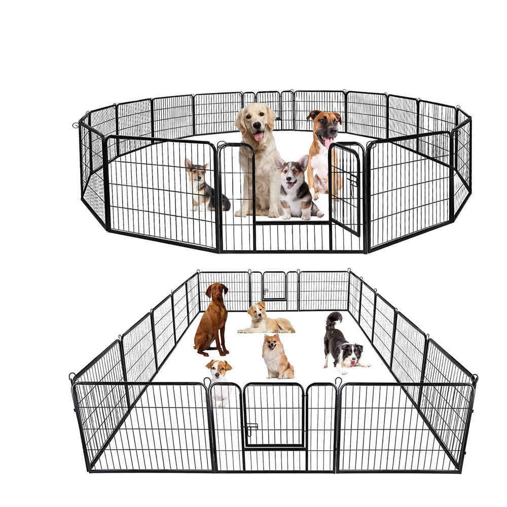 Dog Playpen, 24" 8 panel Foldable Dog Exercise Pen Pet Fence with Solid Latches and Stakes, Pet
