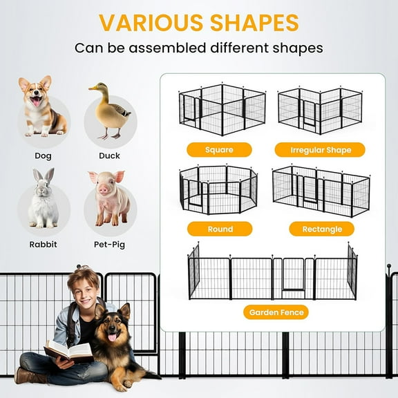 Dog Playpen,24" Height 16 Panels Portable Outdoor Dog Fence, Dog Playpen for Medium/Small Dogs, Dog Fences for The Yard,with Doors Foldable Metal (24 inch, 16 Panels)