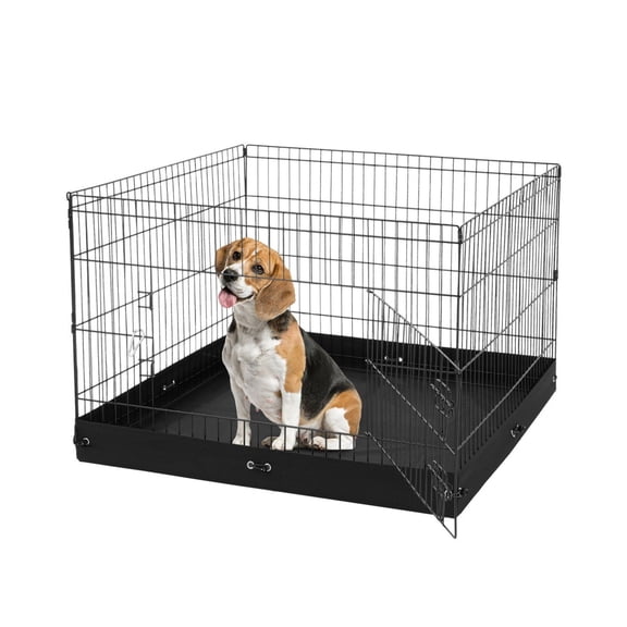 Dog Playpen 24x36 Inch, 4 Panel Foldable Pet Exercise Pen with Door & Pad
