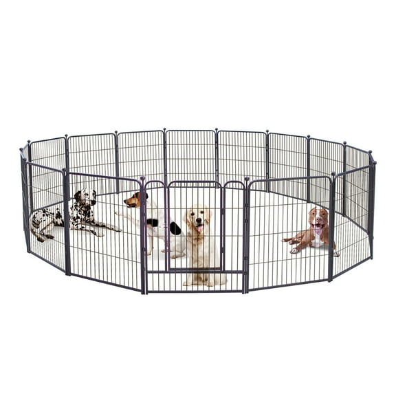 Dog Playpen,32" Height 16 Panels Portable Outdoor Dog Fence, Dog Playpen for Large/Medium/Small Dogs, Dog Fences for The Yard,with Doors Foldable Metal (32 inch, 16 Panels)