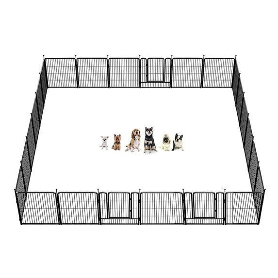 Dog Playpen,32" Height 24 Panels Portable Outdoor Dog Fence, Dog Playpen for Large/Medium/Small Dogs, Dog Fences for The Yard,with Doors Foldable Metal (32 inch, 24 Panels)