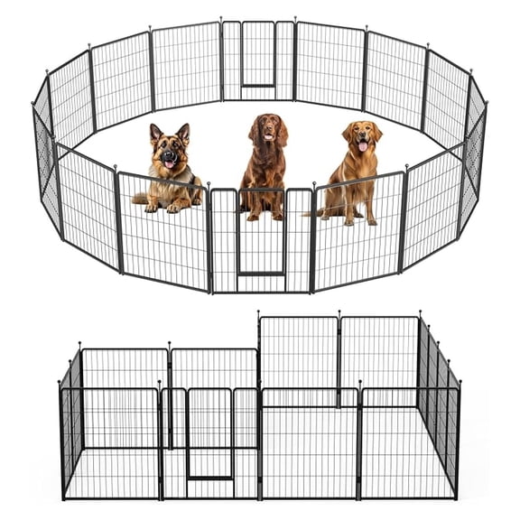 Dog Playpen 32 Inch 16 Panel, Portable Dog Fence for Small Medium Dogs, Indoor Outdoor Pet Pen for Camping, Yard, RV, Black