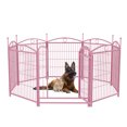 thumbnail image 1 of Dog Playpen 32 Inch 8 Panels, Heavy Duty Metal Pet Playpen Outdoor Exercise Pen with Doors, Foldable Dog Fence Puppy Pen for Large Medium Small Dogs Indoor Outdoor, Pink, 1 of 8