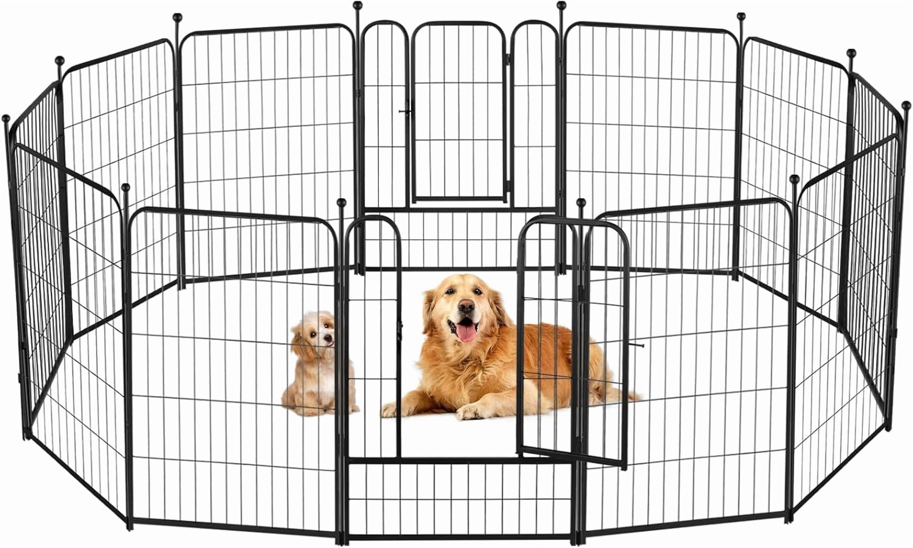Dog Playpen 32 Inch Black Dog Fence for Small and Medium Dogs Indoor Outdoor Use Perfect Dog Pen for Camping Yard RV Garden Fence 12 Panels