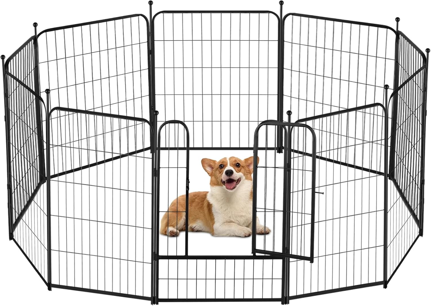 Dog Playpen 32 Inch Ideal Dog Fence for Small and Medium Dogs Indoor & Outdoor Bliss, Perfect Dog Pen for Camping, Yard, RV, Garden Fence, Black (Black, 32in, 8)