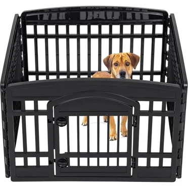 Dog Playpen, 4-Panel 24" Pet Playpen with Door, Puppy Playpen, Indoor/Outdoor Dog Pen, 35 x 35 x 24, Foldable, Customiz