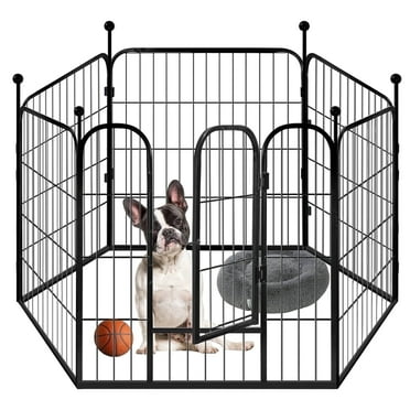 Dog Playpen,Broxin 6 Panels 24 inch Pet Playpen with Door for Dogs,Cats,Small Animals,Indoor Outdoor