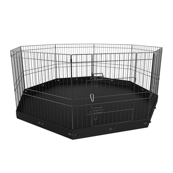 8-panel foldable metal pet fence with mats and ground stakes, 24 inch high indoor/outdoor camping dog fence, suitable for small and medium-sized dogs