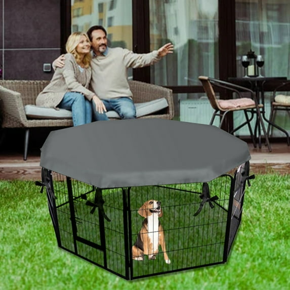 Dog Playpen Cover | Sun & Rain Proof Pet Pen Top | 68.5" Outdoor/Indoor Shade Cover | Fits 24in 8-Panel Playpens | Includes Binding Bands & Playpen