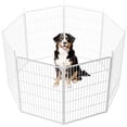 thumbnail image 1 of SunsGrove Dog Playpen, Heavy Duty Anti-Rust Pet Pen for Indoor, Courtyard, RV Camping for Large Dogs,40'' 2 Panels,White, 1 of 9