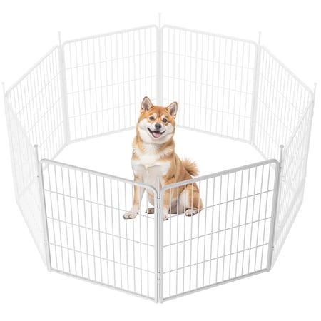 SunsGrove Dog Playpen, Heavy Duty Anti-Rust Pet Pen for Indoor, Courtyard, RV Camping for Medium Dogs,32'' 2 Panels,White