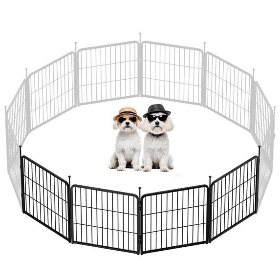 SunsGrove Dog Playpen, Heavy Duty Anti-Rust Pet Pen for Indoor, Courtyard, RV Camping for Puppy and Small Dogs,24'' 4 Panels,Black