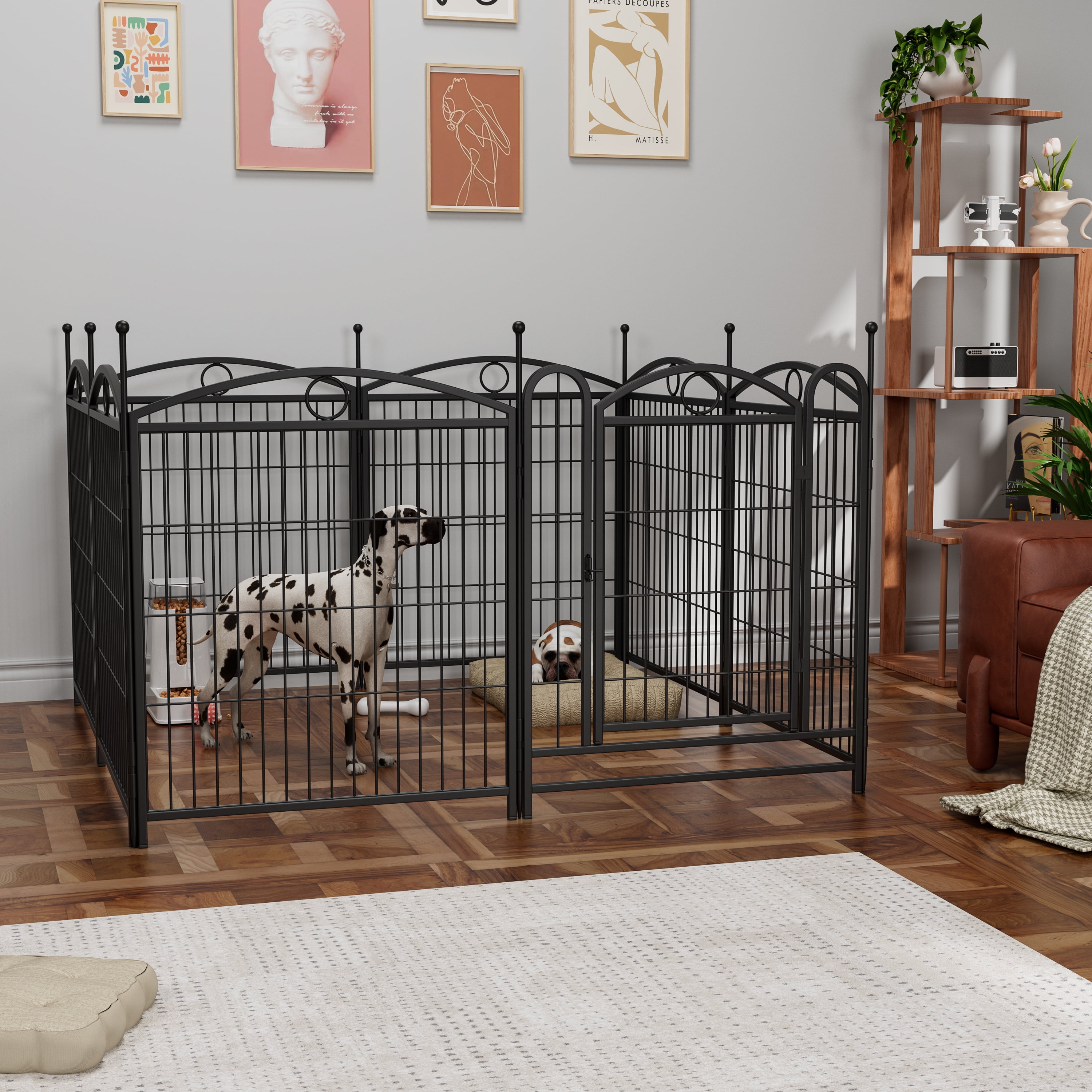 Dog Playpen Indoor 32 Inch 8 Panels Metal Dog Pen Pet Dog Fence Outdoor Exercise Pen with Doors,Heavy Duty Dog Fence Puppy Pen for Large Medium Small Dogs Indoor Outdoor Foldable Pet Exercise